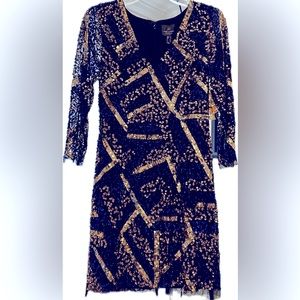 BNWT Adrianna Papell Geo Beaded Dress Auth